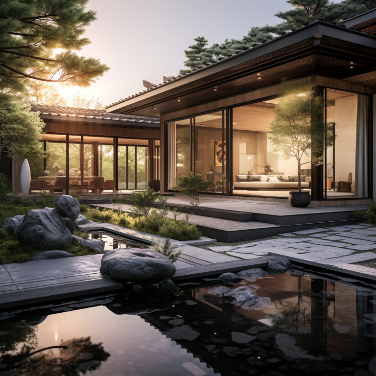 Fachada de Casa Estilo Japandi