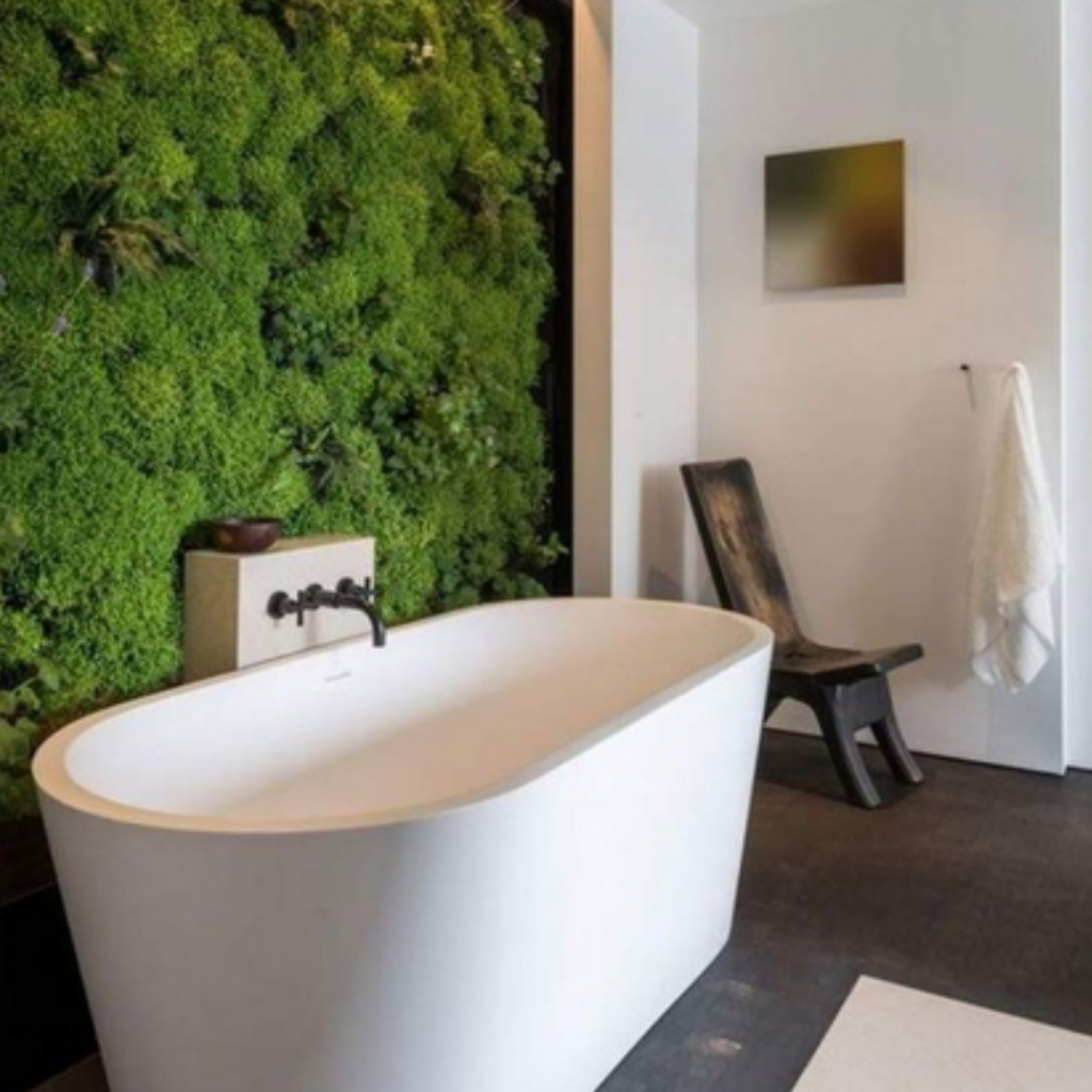 banheiro com jardim de musgo