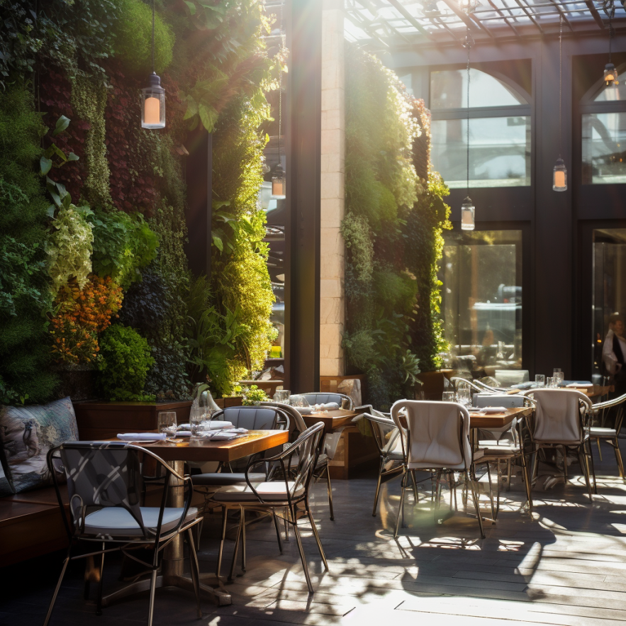 Alta Gastronomia com Jardim Vertical só de Folhagens